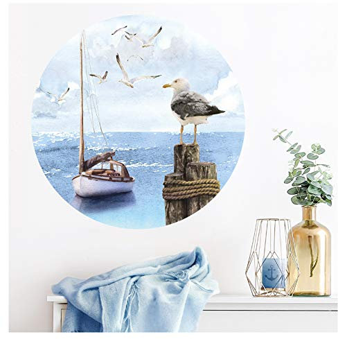 Grandora Wandtattoo Wandsticker Wohnzimmer Meer Ostsee Wanddeko Schlafzimmer Wandaufkleber Esszimmer Tapete Wandbild selbstklebend Flur Bad Diele Küste DL582