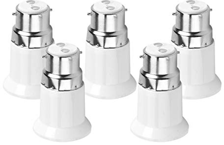 Adattatore per Lampadina da B22 a E27, 5 Pezzi da B22 Maschio a E27 Femmina Portalampada Convertitore Adattatore per Lampadina