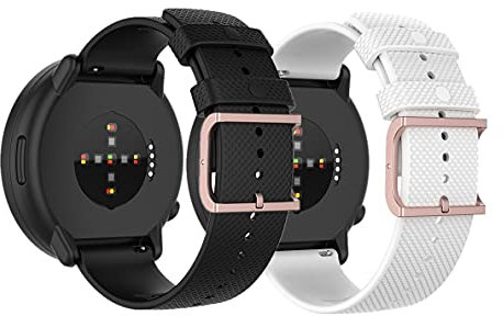 Yoobuu Universal 20mm Ersatzband, Silikon Armband Kompatibel mit Polar Unite Smart Watch (Schwarz+Weiß)