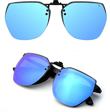 CREYESTAL Polarisiert Sonnenbrillen Aufsatz Brille, Sonnenbrille Clip, Anhebbar und Ultraleicht, Herren, Damen 100% UV400