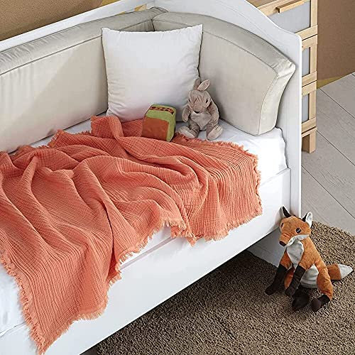 BOHORIA® Musselin Baby Kuscheltuch 4-lagig Oeko Tex | 100% Baumwolle | Überwurf für Sofa, Sessel & Bett | Kuscheldecke Babydecke Mulltuch (80 x 80 cm, Peach)