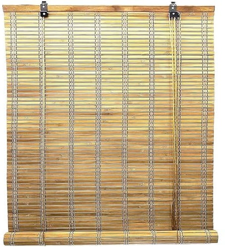 Virsus 1 Tapparella a rullo Avvolgibile 6201, Tenda da sole in bamboo naturale colore Legno chiaro, arrotolamento carrucola per porte finestre Interni ed Esterni Varie Dimensioni (120x250 cm)