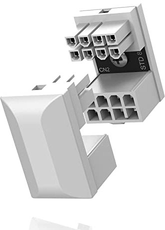 EZDIY-FAB GPU VGA PCIe 8 pin U Turn 180 Gradi Angolo Connettore Scheda Adattatore di Alimentazione per Scheda Grafica Desktop di Tipo Standard 2 Pack Bianco