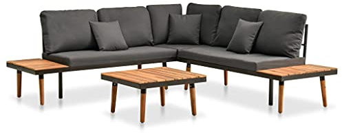 INLIFE 4-TLG. Garten-Lounge-Set mit Auflagen Massivholz Akazie-6466