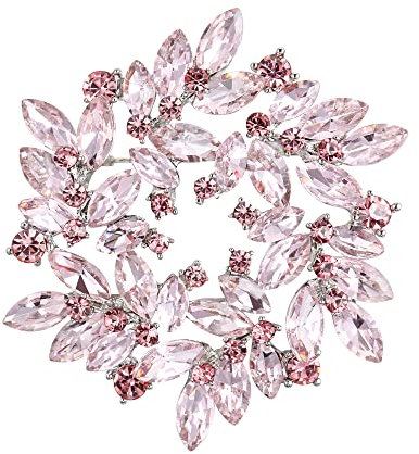 Clearine Broche Couronne Marquise Cristal Autrichien Strass Élégant Mode Florale pour Femme Vêtements Rose