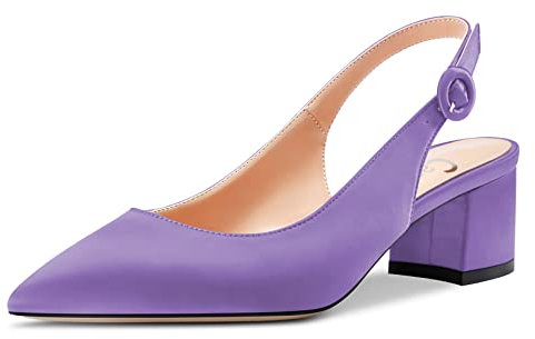 Castamere Donna Chunky Blocco Basso Tacco Heel Chiusa a Punta Slingback Pumps Fibbia Cute Dress Ufficio 5 CM Heels Viola 44 EU