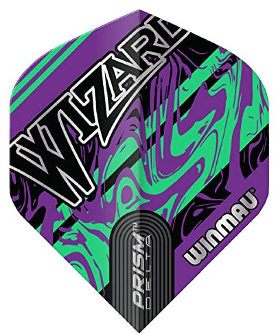 WINMAU Prism Delta Wizard Lila und Grün Dart-Flüge - 1 Satz pro Packung (insgesamt 3 Flüge)