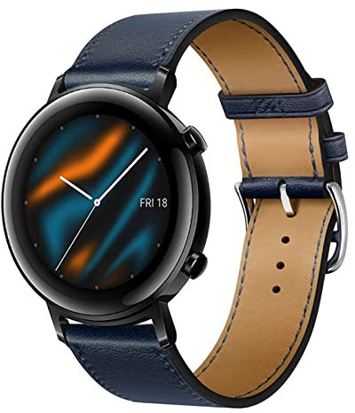 Armband für Huawei Watch GT2 42mm/GT 42mm Band, Weich PU Leder Keine Lücke Uhrenarmbänder Loop für Herren Damen Lederarmband mit Huawei Watch GT2 42mm/GT 42mm (F,GT2/GT 42mm)