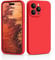 CALOOP Slim-Fit for iPhone 14 Pro Max Case,Sturdy Shockproof Hard Frame Cover with Anti-Scratch Microfiber Lining,Skin Soft Liquid Silicone,Full Protection for Screen and Camera Lens(Red)