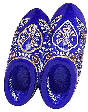 WitnyStore Tiny Blue Klompen Clogs Dutch Traditional Shoes Holland Netherlands Western Europe Tourist Attractions Resin Refrigerator Magnet Traveler Souvenir Gift Memento 3D Fridge Magnets