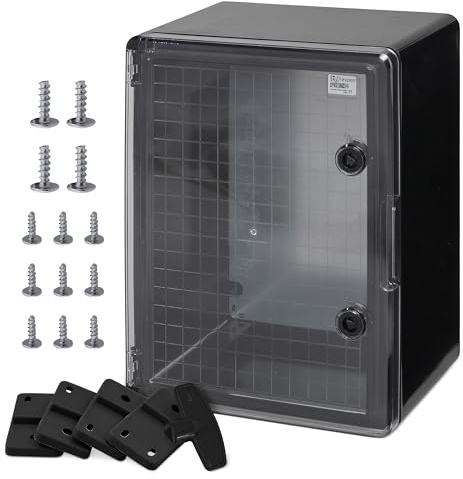BOXEXPERT Verteilerkasten außen IP65 ABS Kunststoff 400x300x220mm Serie Fleet wasserdicht Schaltschrank Wandschrank Industriegehäuse Leergehäuse schwarz