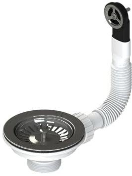 GRANMASTER Bonde à panier pour évier avec trop-plein - Bouchon evier cuisine - Crépine d'évier de Cuisine - Filtre evier cuisine - Dimensions universelles 114 mm (1 1/2)