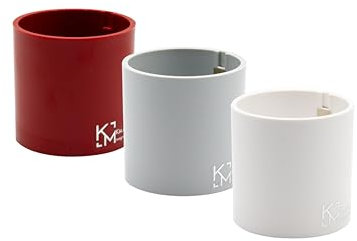 KalaMitica - 3 Stück 6,5 cm magnetische Zylinder - Magnetische Stifthalter, Markerhalter, Blumentöpfe für Magnettafel, Kühlschrank und Metalloberflächen - Rot, Weiß, Eis