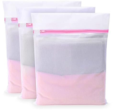 3 Stück Wäschenetz für Waschmaschine, Wäschesäckchen Laundry Bag 30 x 40cm, Wäschesack Wäschebeutel mit Reißverschluss, für BH, Reise, Schuhe, Koffer, Socken, Unterwäsche, Babykleidung