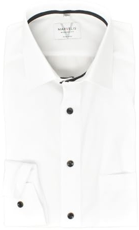 Marvelis Herrenhemd |Modern Fit | Extra Langer Arm 69 cm | Uni Weiß | New Kent Kragen | Gr. 41