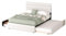 Azkoeesy Polsterbett Funktionsbett mit Ausziehbett, mit 2 Schubladen, verstellbares Kopfteil, Doppelbett Gästebett für 3 Personen, Leinen-Bezug, Beige
