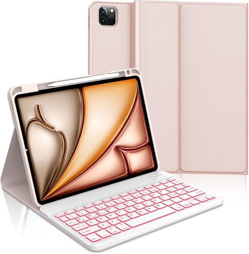WAVATA Tastiera per iPad Air 11 (M2/M3, 2024/2025) con Retroilluminata, Custodia Tastiera per iPad Air 5/ Air 4, iPad Pro 11 4/3/2/1 Generazione Italiano QWERTY Layout Bluetooth Staccabile, Rosa
