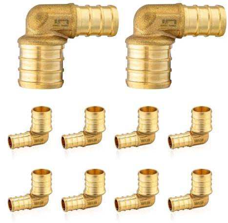 EFIELD Pex Crimp - Raccordo a gomito riduttore in ottone, 10,6 x 1,27 cm, ASTM F1807, confezione da 10 (PEX1807064)