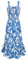 Strandkleid Damen Langes Blumenkleid Freizeitkleid Swing Trägerkleid Boho Kleid XL Weiß-Blaue Blume