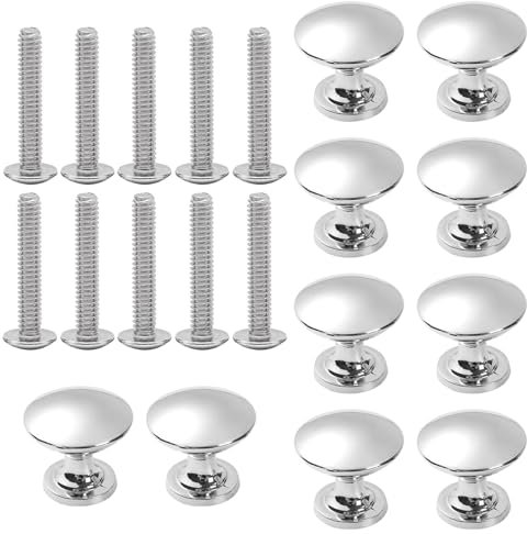 10 Pcs Round Cabinet Door Knob Set, Diameter 28 mm Mushroom Shape Cabinet Knob with Screws, Silver Aluminium Drawer Knob for Cabinet, Wardrobe, Cupboard, Furniture