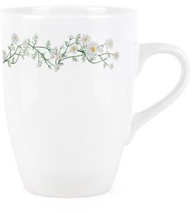 Purely Home Taza de cerámica con diseño de margaritas, hojas y flores de la naturaleza, regalo de té y café