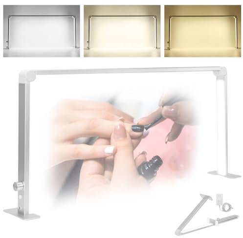 HomdMarket Half Moon Lamp 36W Square Foldable Nail Desk Lamp 3000K-6000K Dimmable Nail Light for Desk 15inch LED Nail Tech Lamp, Desk Light for Nail Tech, Lash Eyelash Extension, Tattoo, Eyebrows
