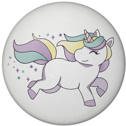 Einhorn Magnet mit Flaschenöffner rund Pferd Prinzessin Glücksbringer für Schulkind Kindergarten Fantasy Sterne Design