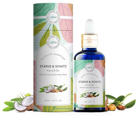 Lebbio Stärke & Schutz Haaröl 50ml [100% NATURREIN] Kopfhaut- und Haarstärkungsöl für gesundes Haarwachstum, Stimuliert Haarwachstum - Leave-in Haarkur, für seidigen Glanz und Geschmeidigkeit