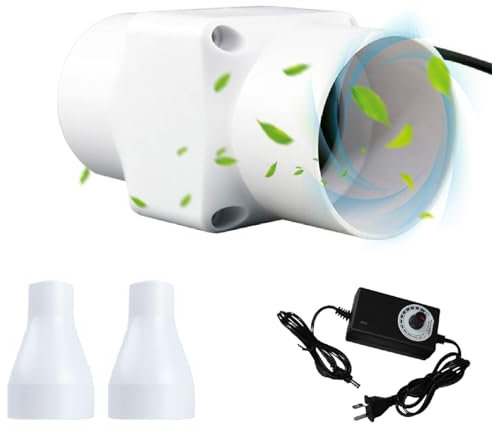 UEGFSIJRF Inline Exhaust Blower, 2 Inch Inline Duct Fan 12v with Speed Controller HVAC Ventilation 18W Dc Inline Fan Vent Fan for Pet Tent Hydroponic(50-25mm)