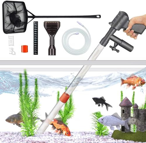 Geoyien Sifone Acquario, Aspiratore Acquario, Pulizia Acquario, Scambiatore dacqua per acquari, Tubo di scambio dacqua semiautomatico, Design a Controllo Pneumatico, Set di Pulizia Multifunzionale