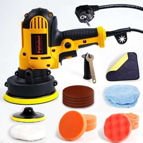 Juego de máquina pulidora de coche de 700 W – 3600 rpm de velocidad variable con 6 ajustes, esponja pulidora de 125 mm, kit de accesorios de 17 piezas, ideal para detalles de coches y limpieza del