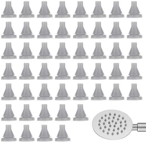 50 ugelli di ricambio per soffione doccia, ugello in silicone, foro di spruzzo, punta rotonda, in silicone, per diametro del foro 4 mm, beccuccio universale (grigio)