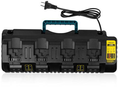 DCB104 4-Port Fast Charger for DeWalt 20V/60V Max Battery, with USB Port Compatible with DeWalt Battery 20V/60V DCB206 DCB208 DCB205 DCB606 DCB609Y DCB612 & Charger DCB104 DCB107 DCB115 DCB118
