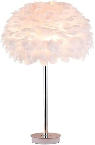 QXGJTLI Tischlampe Nachttischlampe Federlampenschirm Schlafzimmerlampe Nordische kreative hölzerne Schmiedeeisen-Schreibtischlampe für Schlafzimmer Wohnzimmer Tischlampen für Schlafzimmer (Eisen,