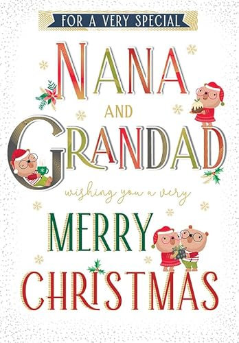 Piccadilly Greetings Weihnachtskarte für eine besondere Oma und Großvater, Bärenmotiv, 22,9 x 15,2 cm