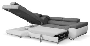 Furnico Living Ltd Armano Corner Sofa Bed with Storage | Convertible Sofa with Stylish Design and Hidden Storage (Grey)