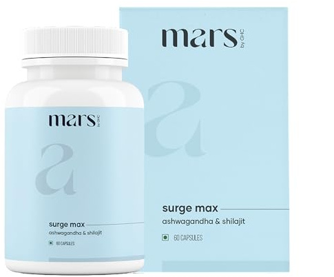Mars Surgemax Natural Capsules with Shilajit & Safed Musli | Supports Energy, Strength & Immunity | for Active Lifestyle | 60 Capsules | Pack of 1
