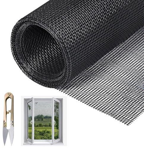 Tela de Mosquitera,100x300cm Tela Mosquitera por Metros,Tela Mosquitera Fibra de Vidrio,Mosquitera Cortada a Medida DIY,Malla Mosquiteras de Ventanas,Tela Mosquitera Ajustable,Mosquitera,Negro