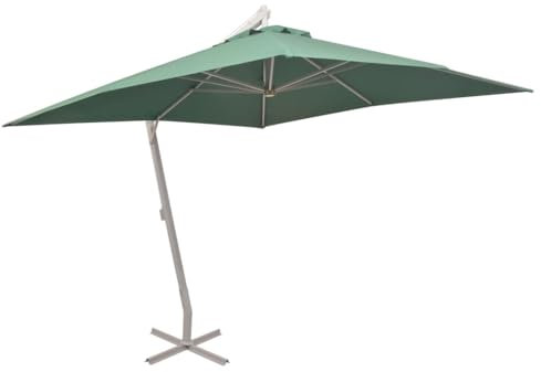 Eleganz Ampelschirm 300x300 cm Grün mit Aluminium-Mast – Wasserdichter, UV-beständiger Stoff für Terrasse und Garten