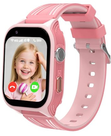 Aoekne 4G Reloj Inteligente Niño, Smartwatch Niños con GPS Ilamadas Videollamada Whatsapp SOS Modo Clase, Batería Grande de 850 mAh, Reloj Telefono para Infantil 5-12 (Rosa)