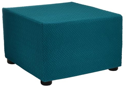 sourcing map Housse de ottomane en sergé extensible avec élastique pour repose-pieds, salon, chambre à coucher, longueur 57 à 70 cm, taille M, bleu sarcelle