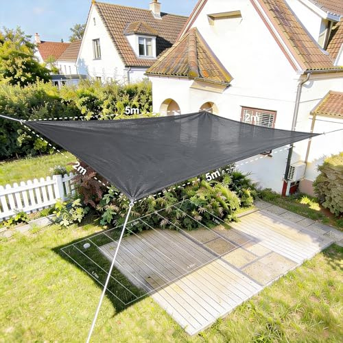HAIKUS Sonnensegel, rechteckig, 2 x 5 m, HDPE, 5 x 2 m, atmungsaktiv, robust, 98% UV-Schutz, für Outdoor, Garten, Terrasse (Grau)