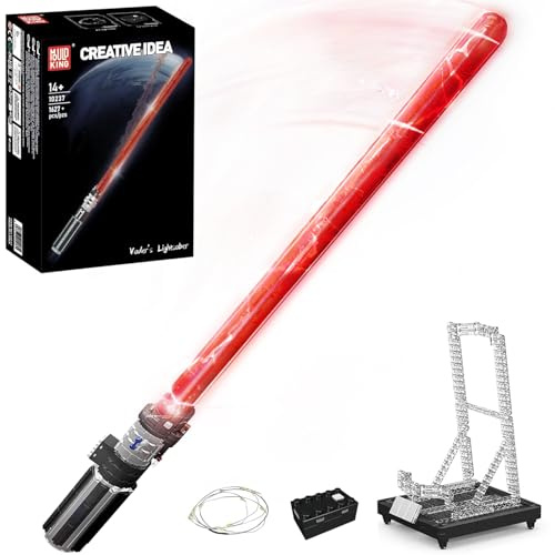 Mould King 10237 Technik Lichtschwert Klemmbausteine Bausatz Kit, 1627+ PCS Wiederaufladbares Schwert Modell Blöcke Kit mit Beleuchtung und Halter, Cosplay Licht Schwert für Erwachsene/Jugendliche