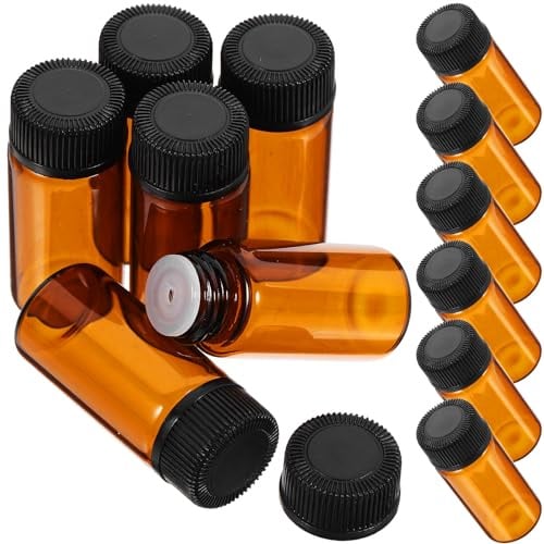100 Stück 3ml Braune Reise Make Up Fläschchen aus Glas | Perforierter Verschluss, Auslaufsicheres Nachfüllen, Inklusive Flaschenöffner