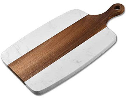 WNXGNHO Tabla de madera de mármol para embutidos de madera de doble cara para cortar queso, pan, tabla de cortar de piedra negra para cocina