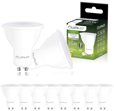 Lumiled LED Lampe GU10 5W 500lm 4000K Neutralweiß 120° Nicht Dimmbar 10 Stück Energiesparendes Leuchtmittel Strahler Reflektor Spot entspricht 35W für Küche Wohnzimmer Büro Flur