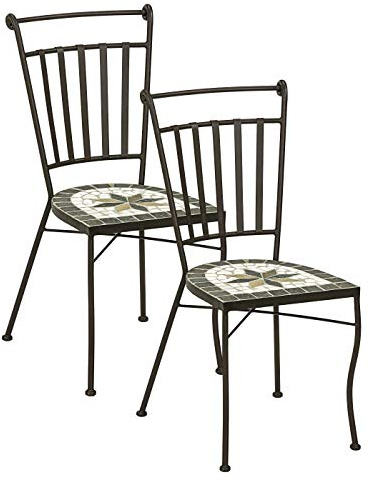 Dehner Diana Lot de 2 chaises mosaïques en métal Marron/Gris/Blanc env. 88 x 50 x 50 cm