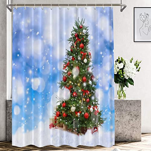 Shrahala Rideau de Douche décoratif de Noël Boule à Neige Musique, Casse-Noisette, Rideau de Douche pour baignoires, Salle de Bain, Rideau de Douche étanche avec œillets 182,9 x 182,9 cm