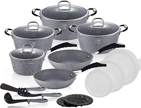 Berlinger Haus 15-teiliges Topf und Pfannenset für Induktion und Ofen Marmor BH-6196