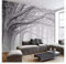 Fototapete Küche Schwarz-weiße neblige Bäume Vlies Tapeten Wandtapete Moderne Wanddeko Design Wand Dekoration Wohnzimmer Schlafzimmer Büro Flur 250x175cm